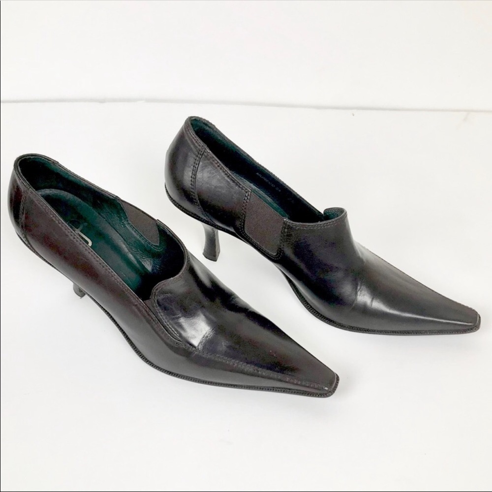 Donald J Pliner Leather Booties Espresso Heels 7.5